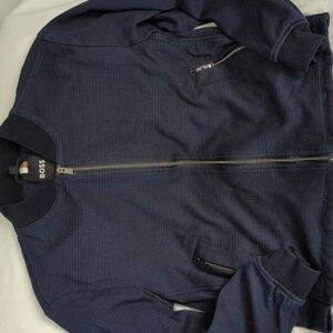 HUGO BOSS Navy Blue C-Hanry-J-BMB-223 Cotton Stretch Slim Fit Zip Jacket